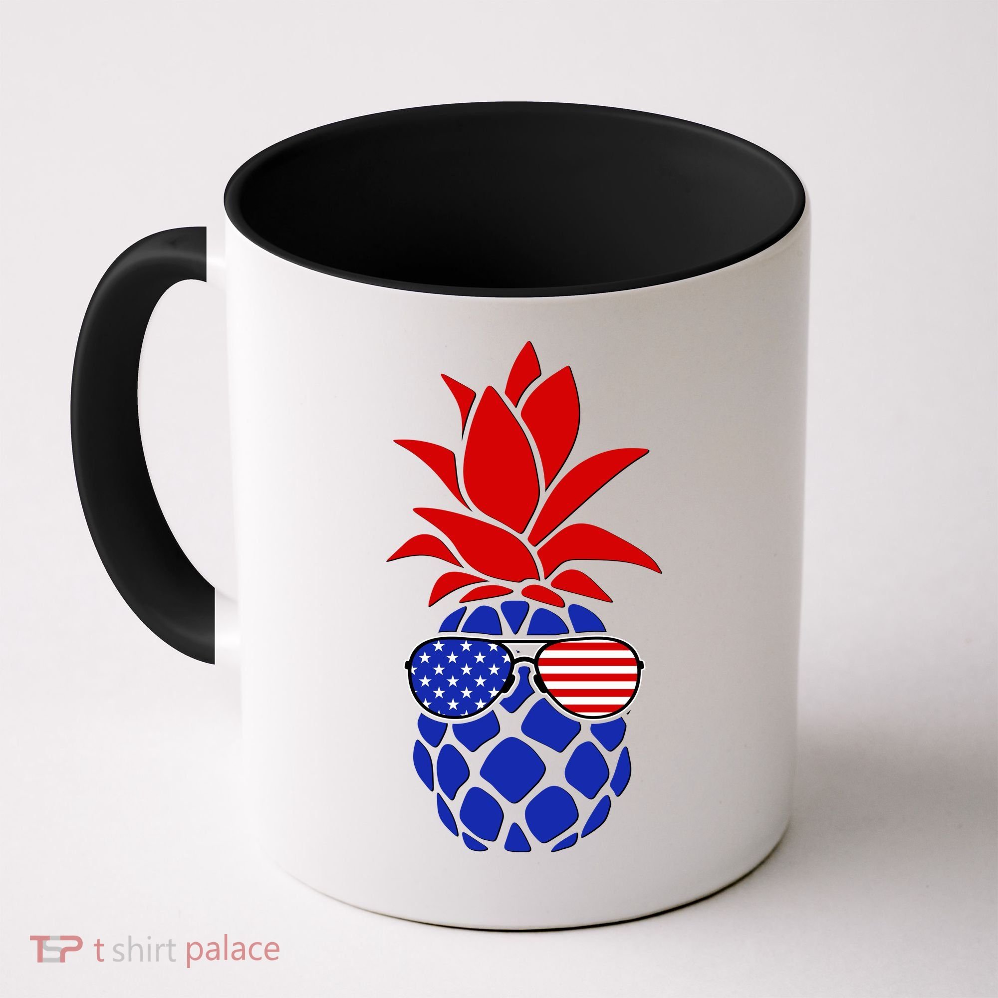 USA American Flag Sunglasses Pineapple Coffee Mug