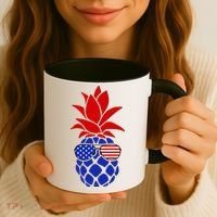 USA American Flag Sunglasses Pineapple Coffee Mug thumb 3