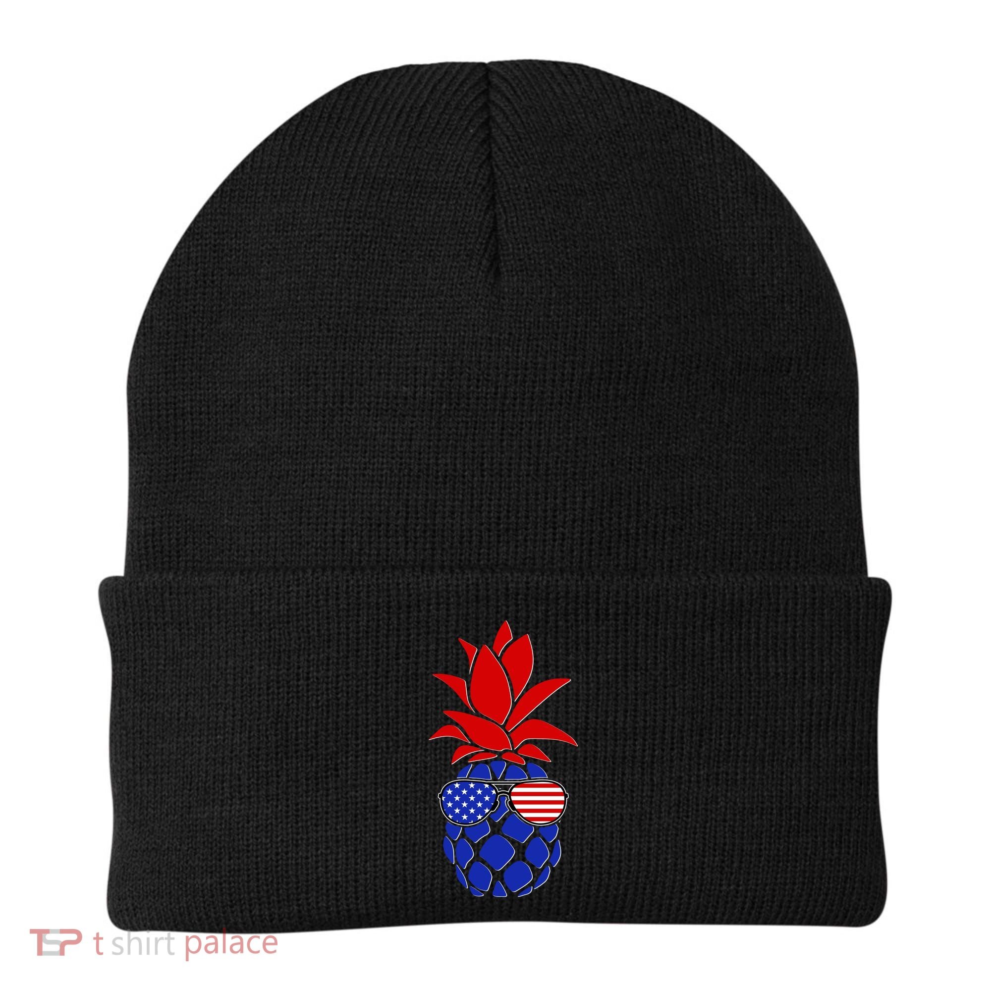 USA American Flag Sunglasses Pineapple Beanie