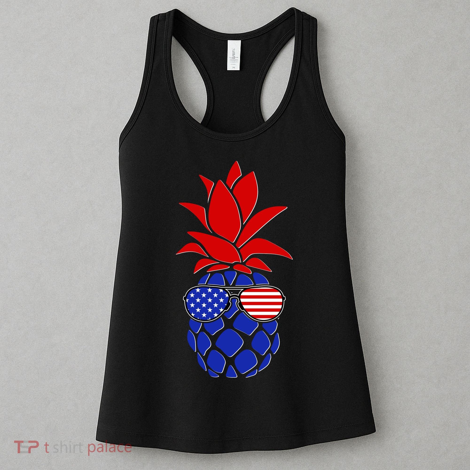 USA American Flag Sunglasses Pineapple Women's Tank Top