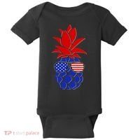 USA American Flag Sunglasses Pineapple Baby Bodysuit thumb 0