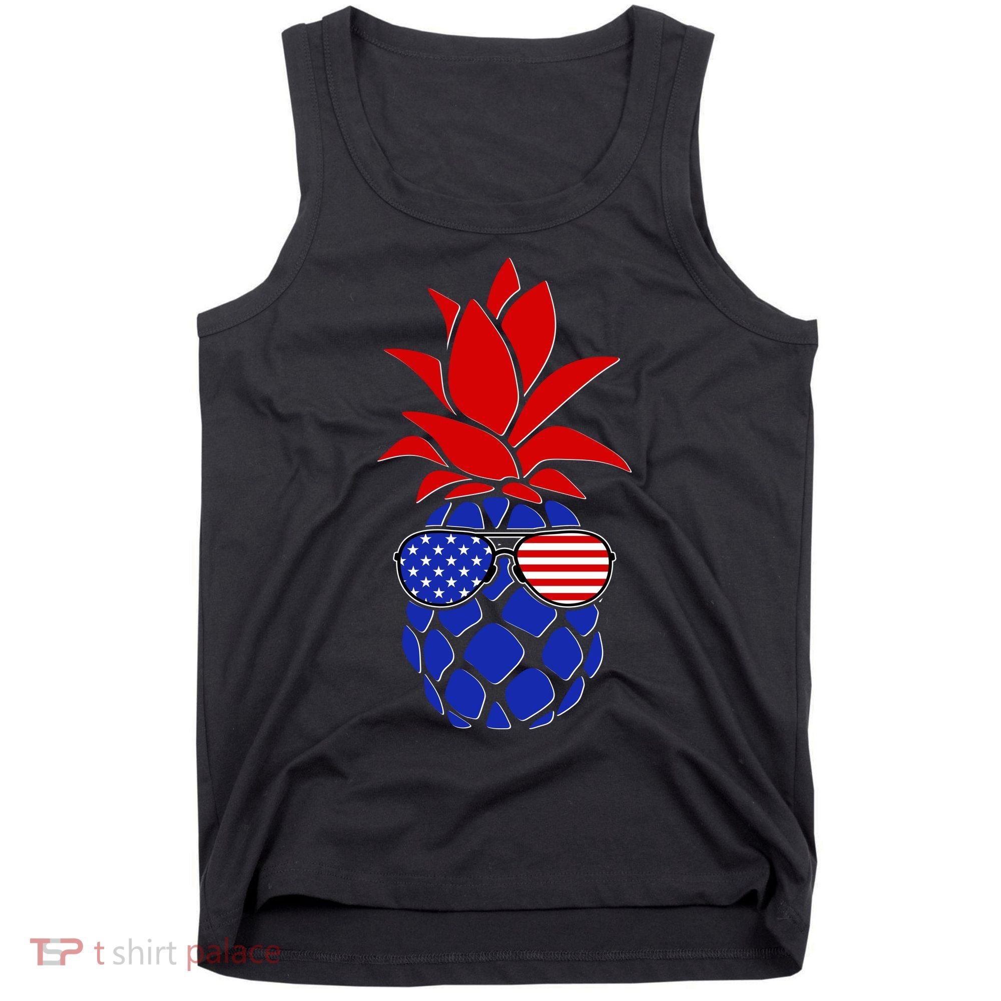 USA American Flag Sunglasses Pineapple Tank Top