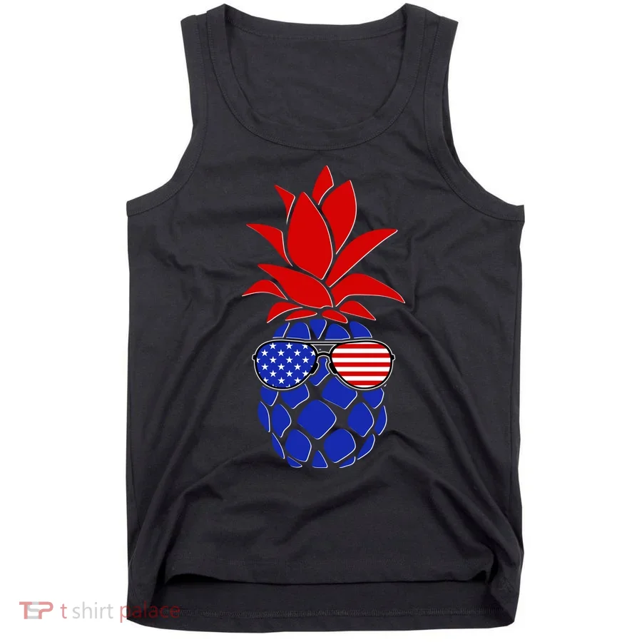 USA American Flag Sunglasses Pineapple Tank Top