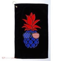 USA American Flag Sunglasses Pineapple Golf Towel thumb 0