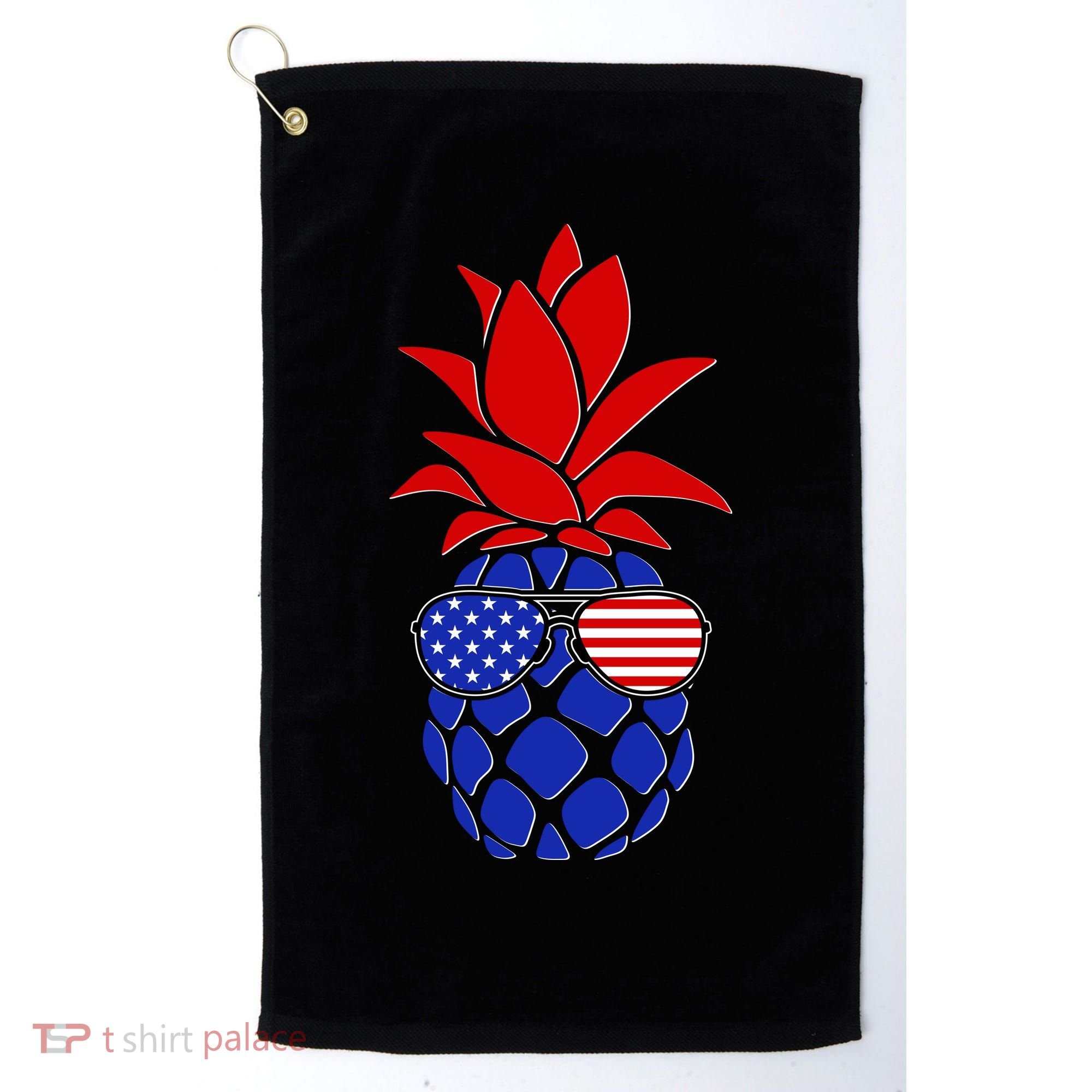 USA American Flag Sunglasses Pineapple Golf Towel