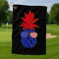 USA American Flag Sunglasses Pineapple Golf Towel thumb 1