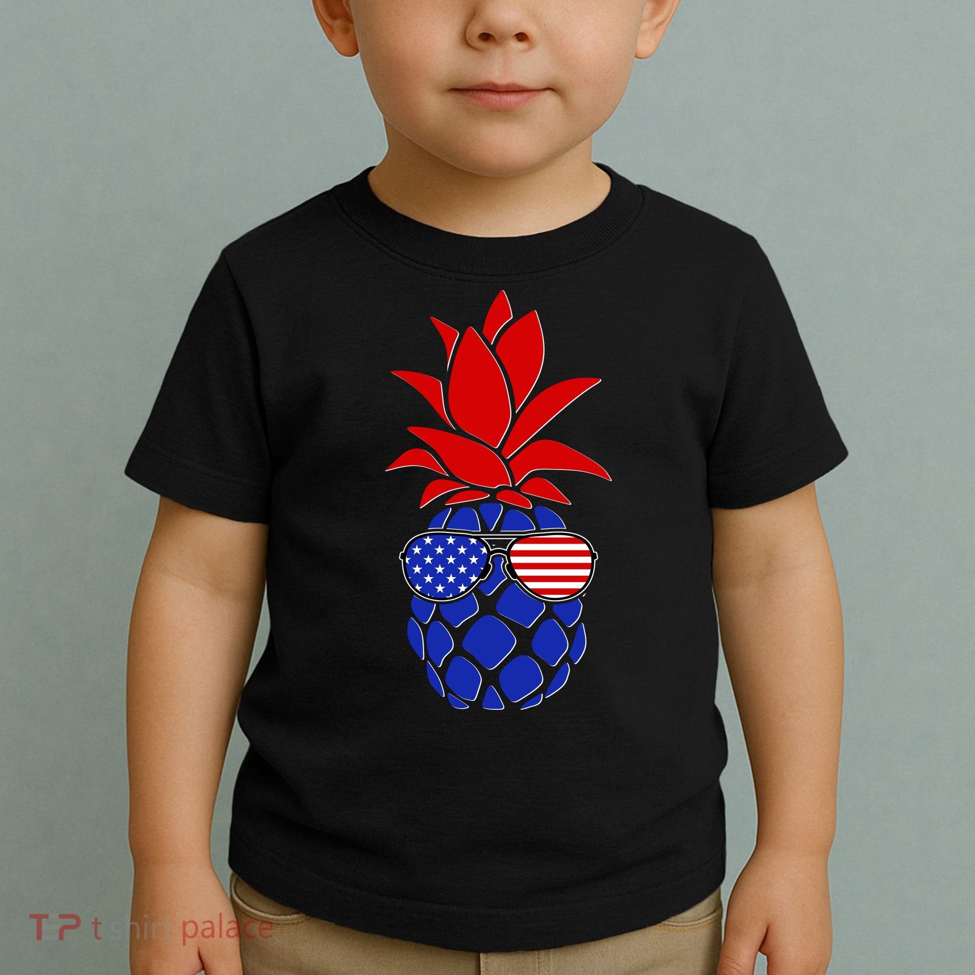 USA American Flag Sunglasses Pineapple Toddler T-Shirt