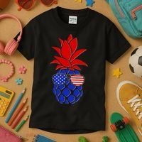 USA American Flag Sunglasses Pineapple Kids T-Shirt thumb 3