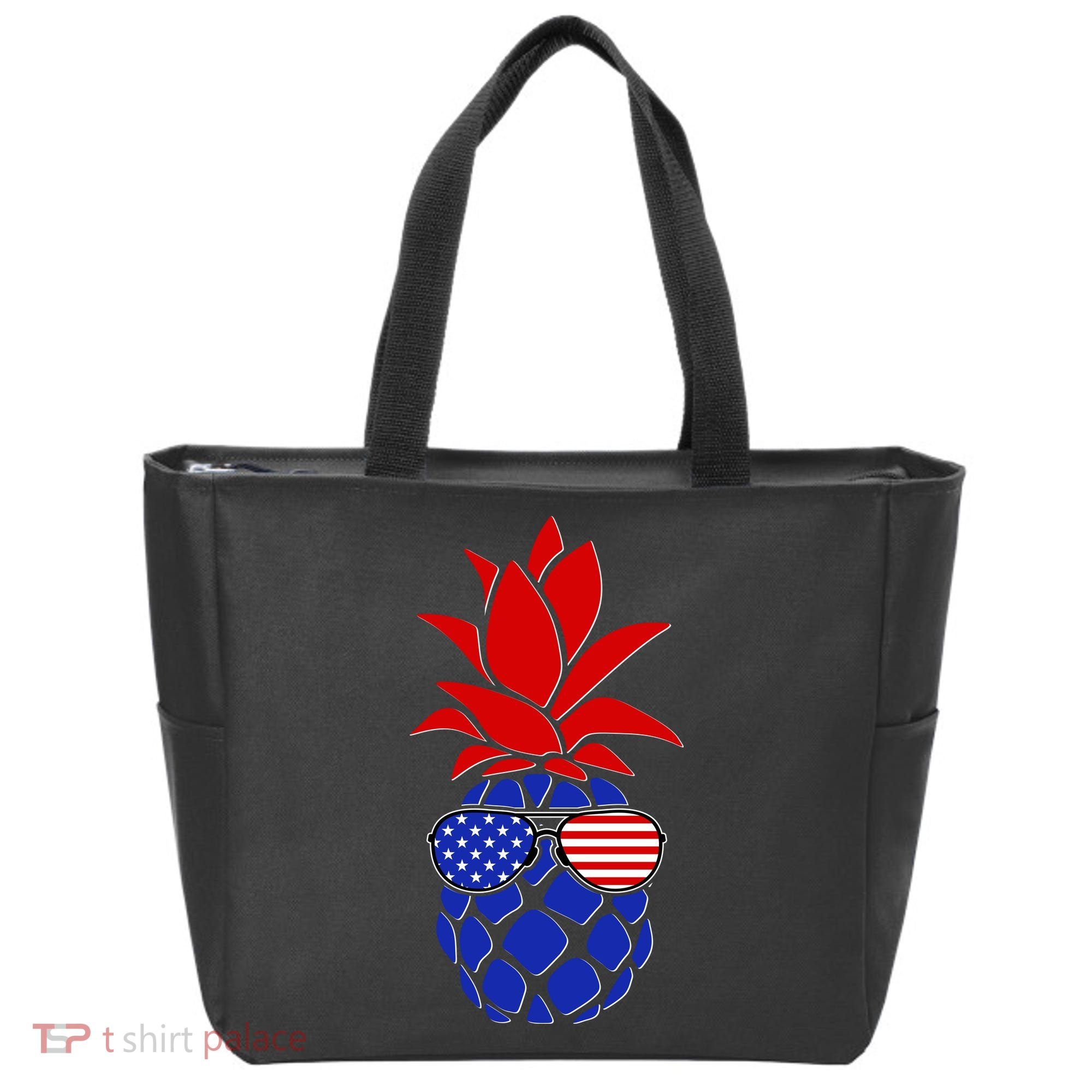 USA American Flag Sunglasses Pineapple Tote Bag