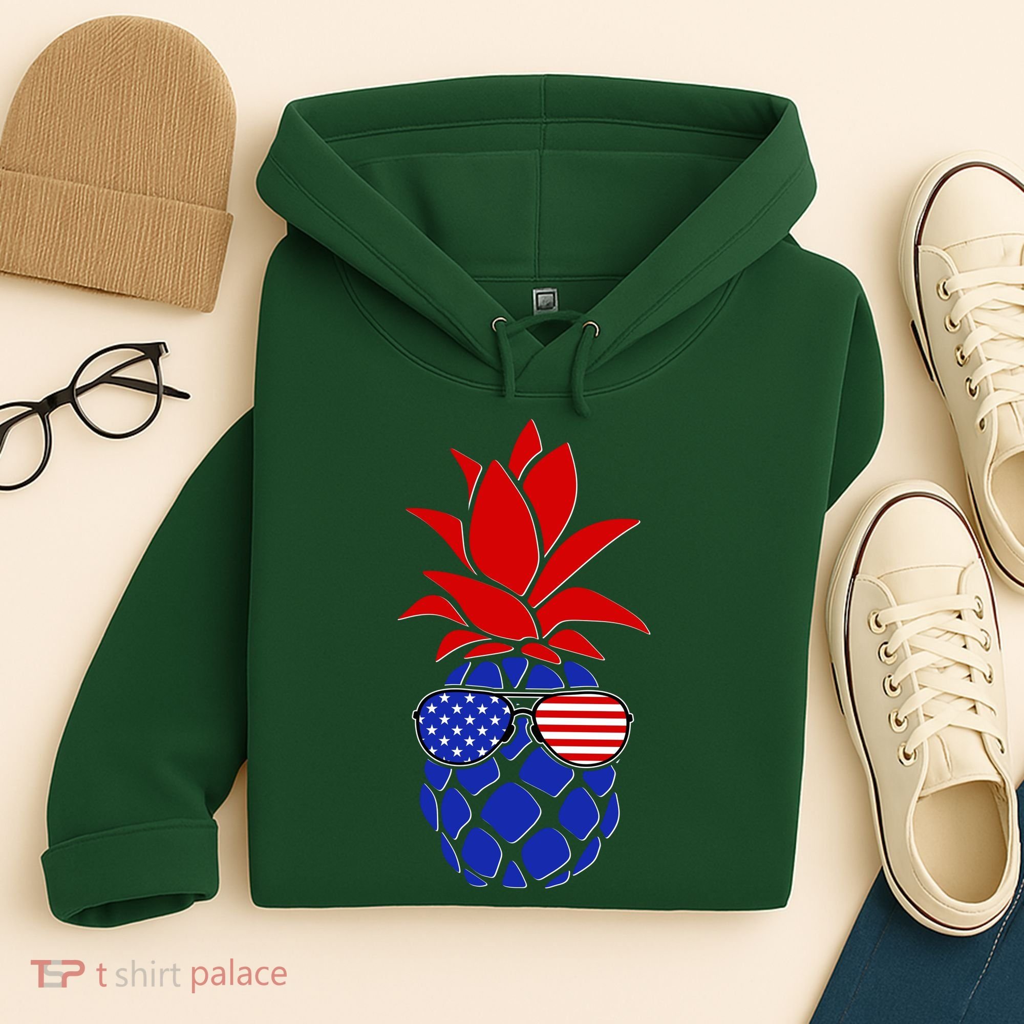 USA American Flag Sunglasses Pineapple Hoodie
