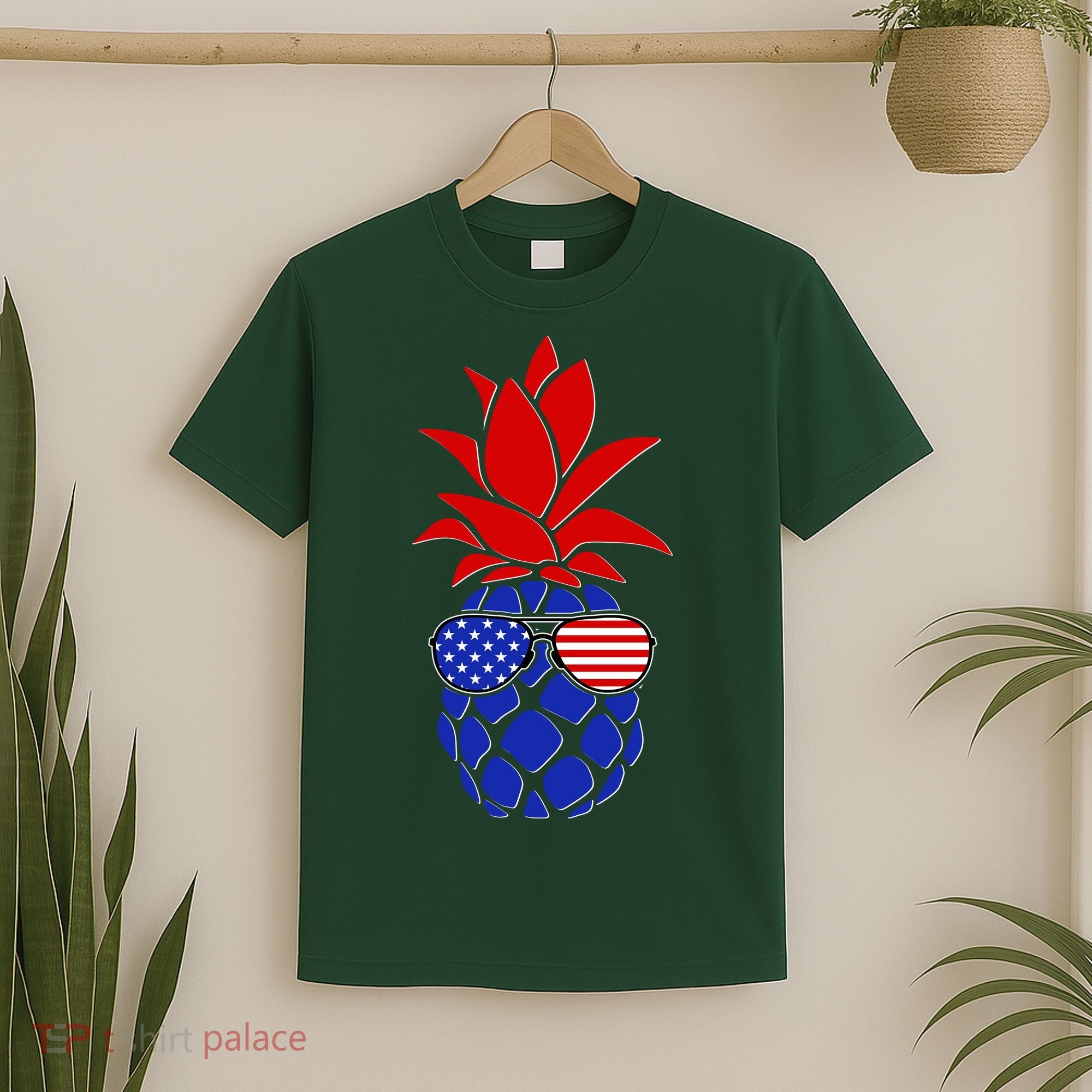 USA American Flag Sunglasses Pineapple T-Shirt