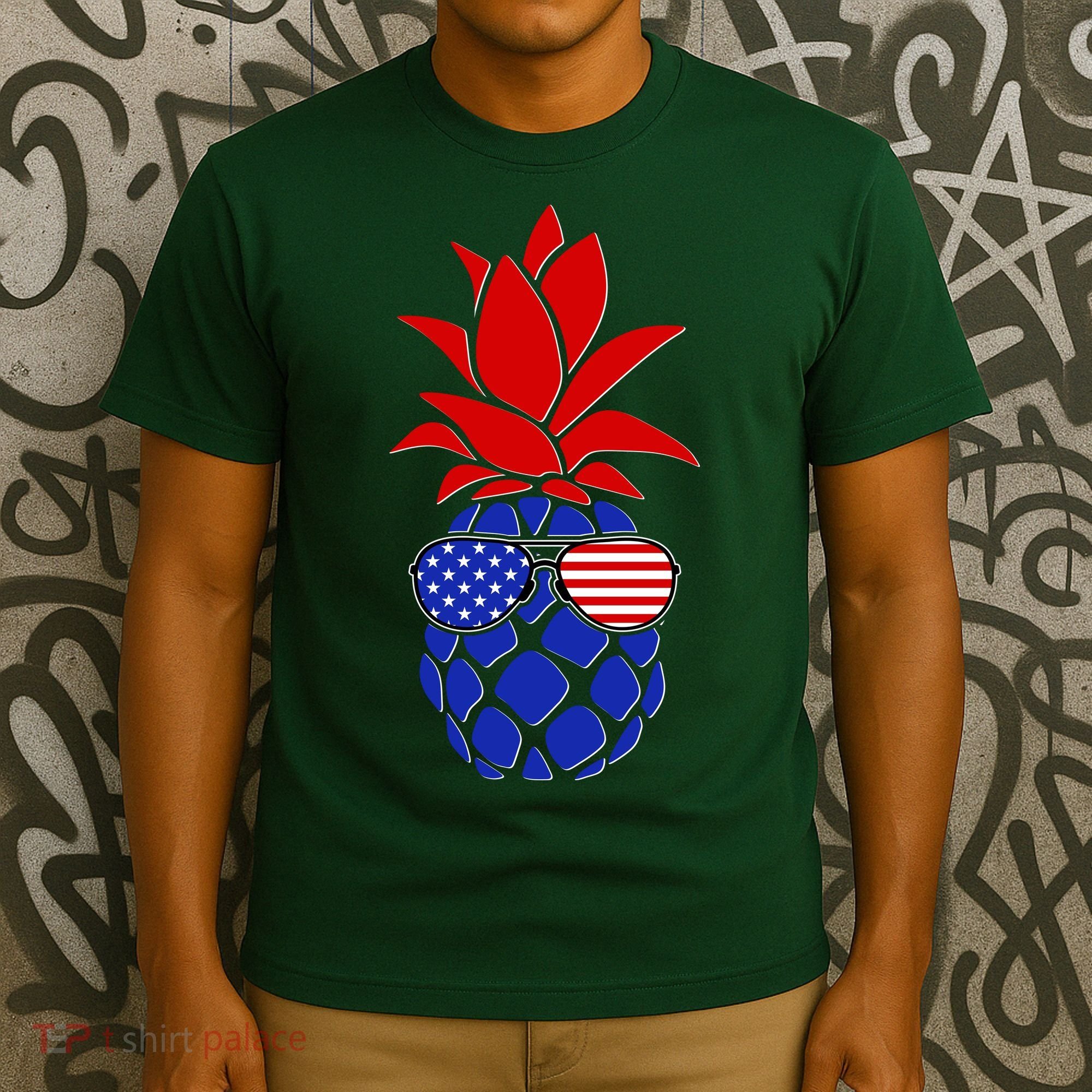 USA American Flag Sunglasses Pineapple T-Shirt