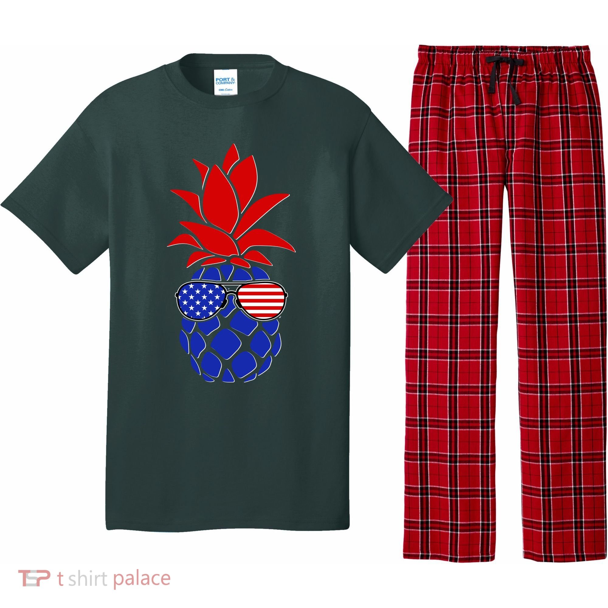 USA American Flag Sunglasses Pineapple Pajama Set