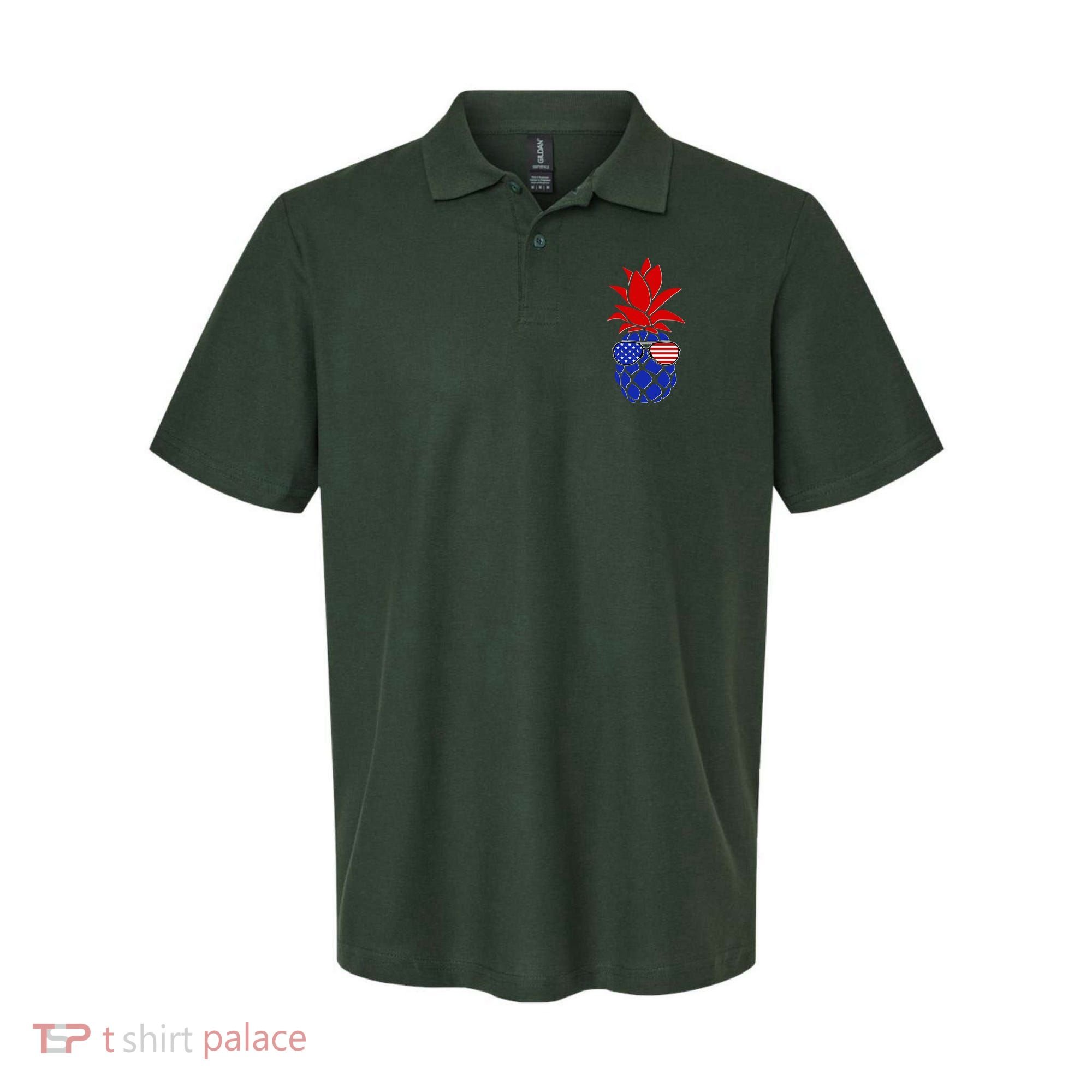 USA American Flag Sunglasses Pineapple Polo