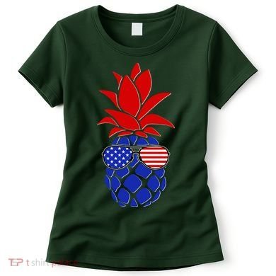 USA American Flag Sunglasses Pineapple Women's T-Shirt