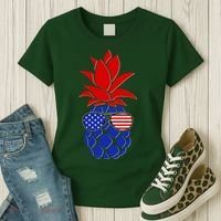 USA American Flag Sunglasses Pineapple Women's T-Shirt thumb 3