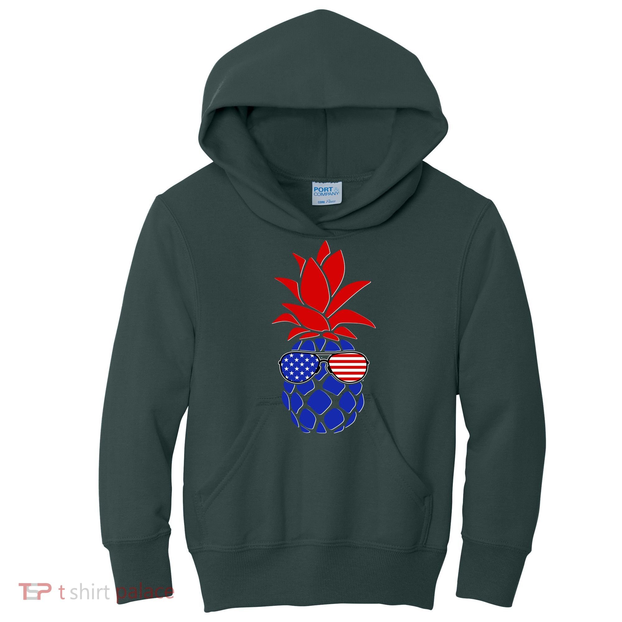 USA American Flag Sunglasses Pineapple Kids Hoodie