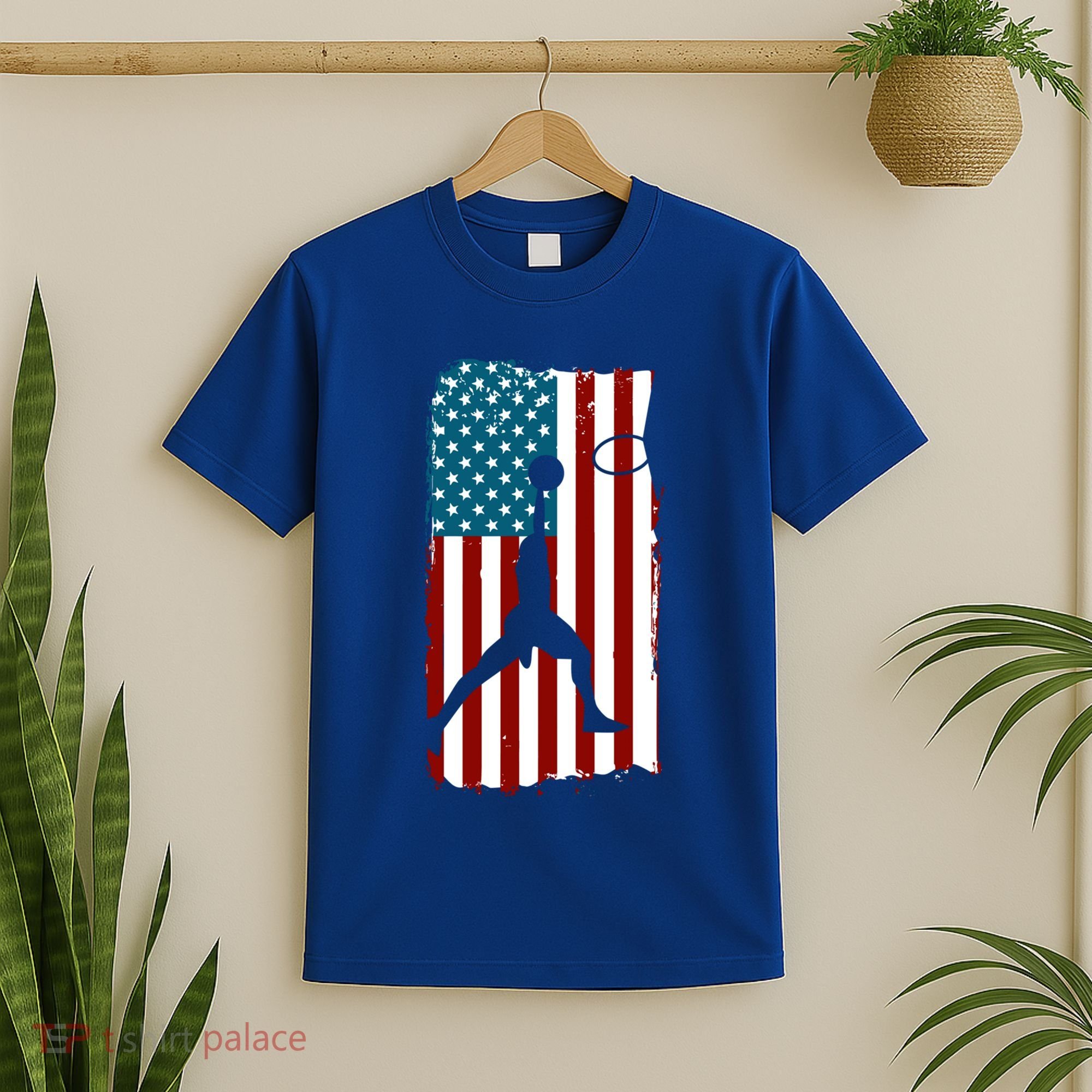 Us American Flag Basketball Patriotic Athlete Print Gift T-Shirt