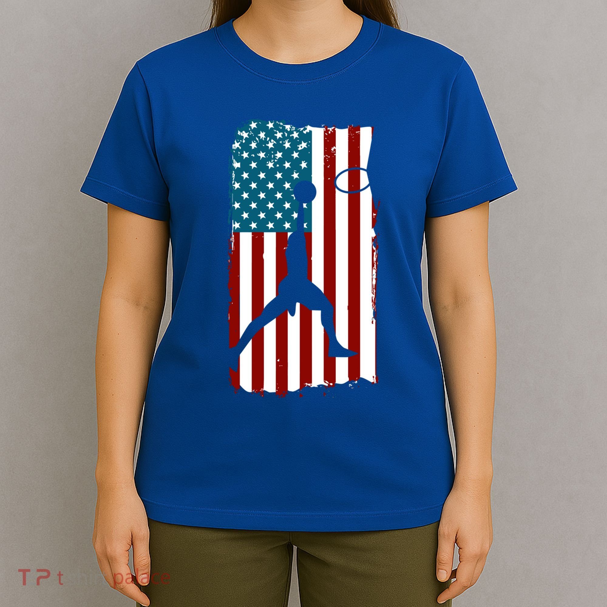 Us American Flag Basketball Patriotic Athlete Print Gift T-Shirt