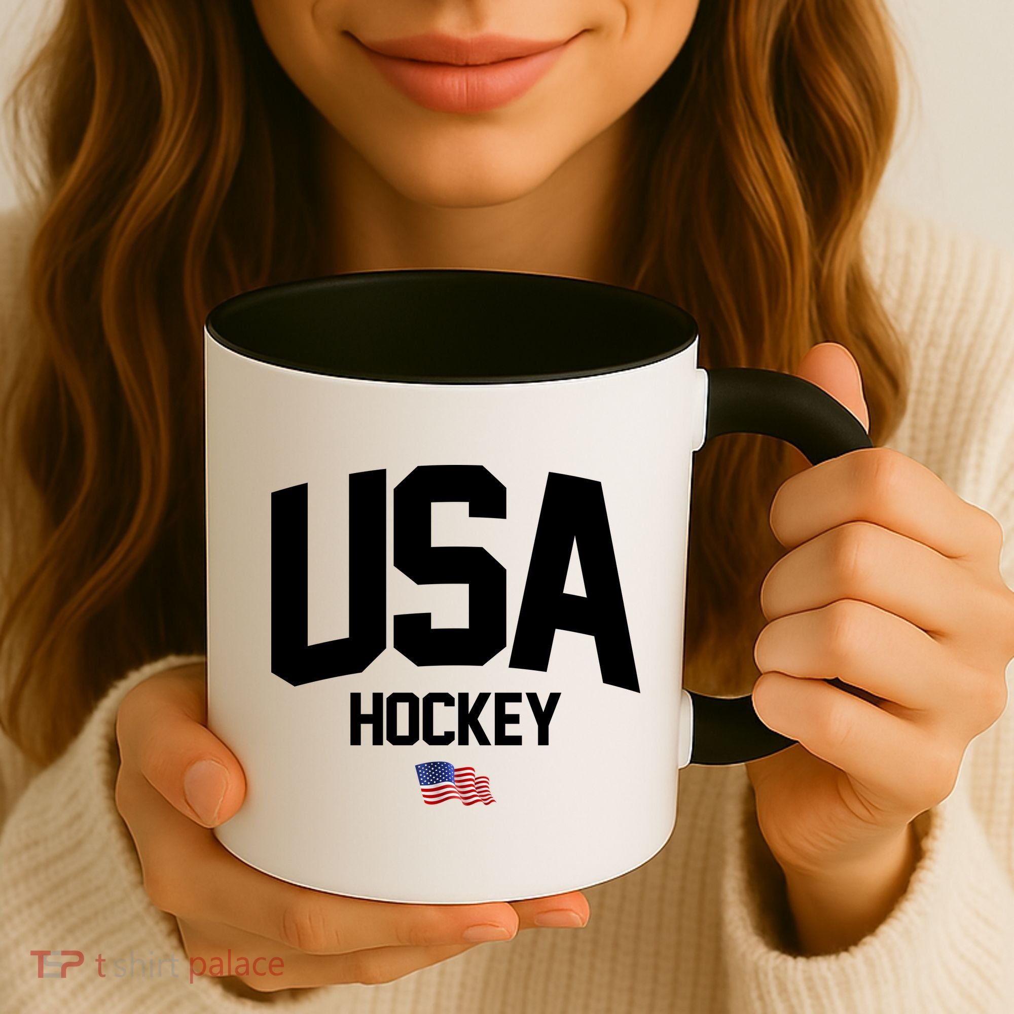 USA American Flag Hockey Coffee Mug