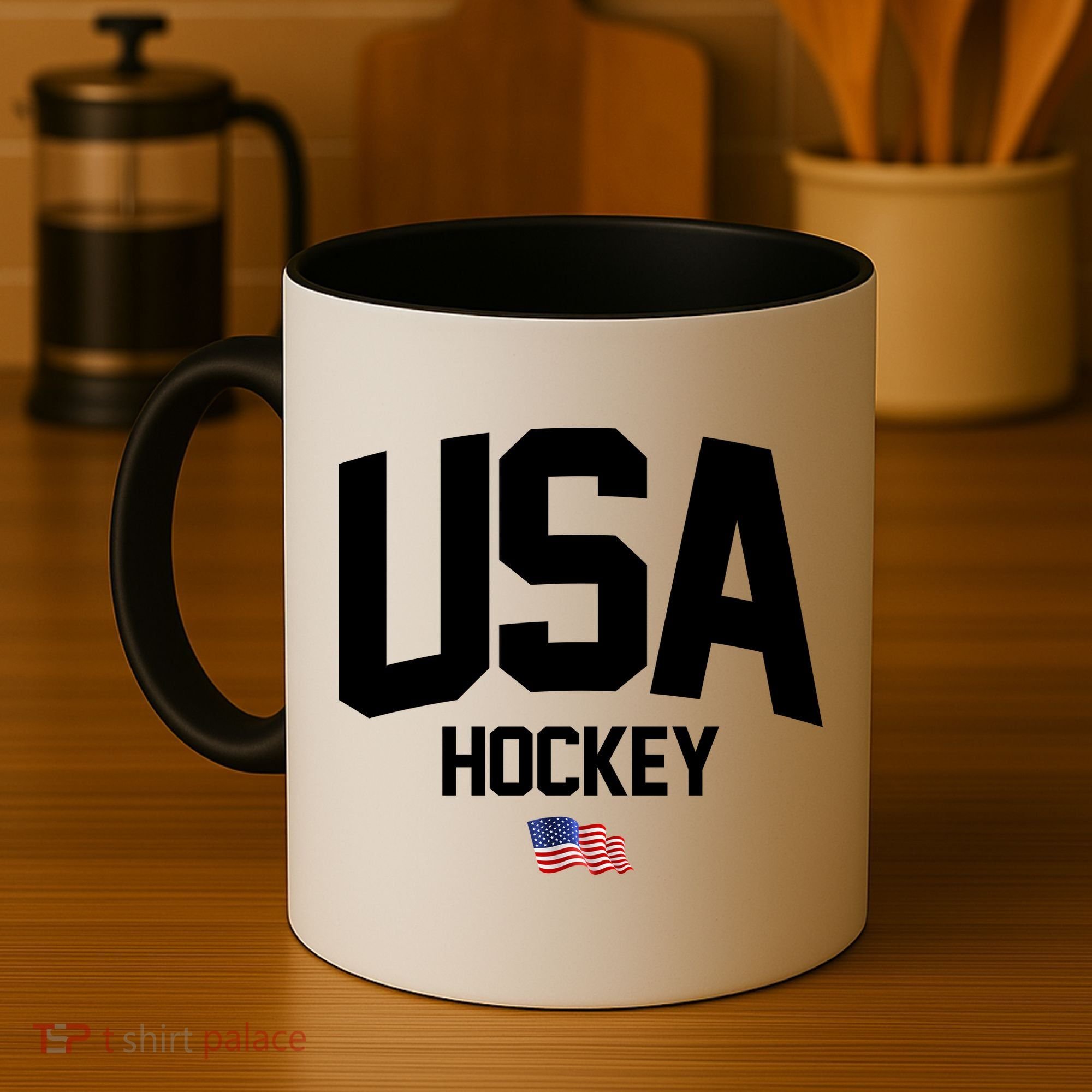 USA American Flag Hockey Coffee Mug