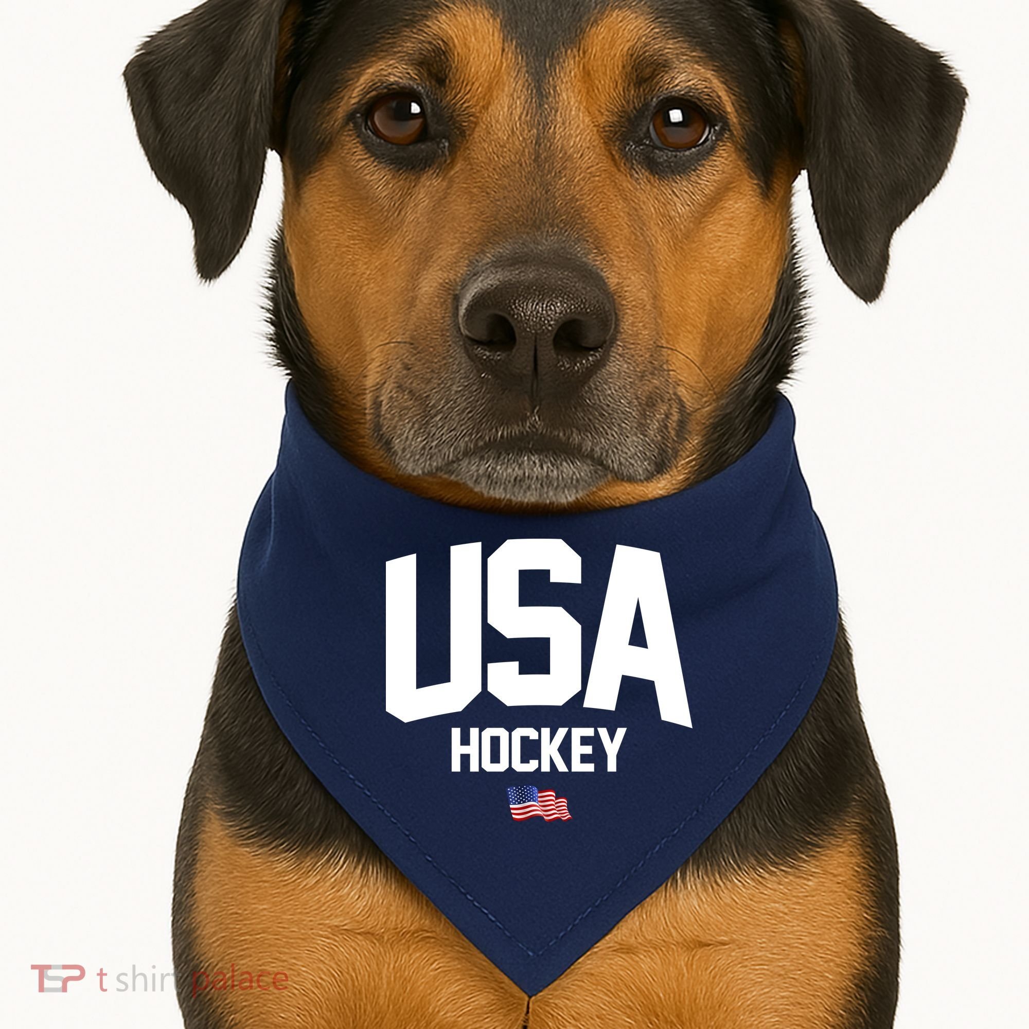 USA American Flag Hockey USA-Made Doggie Bandana