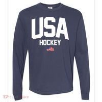 USA American Flag Hockey Comfort Colors Heavyweight Long Sleeve T-Shirt thumb 0