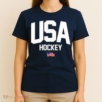 USA American Flag Hockey T-Shirt thumb 4