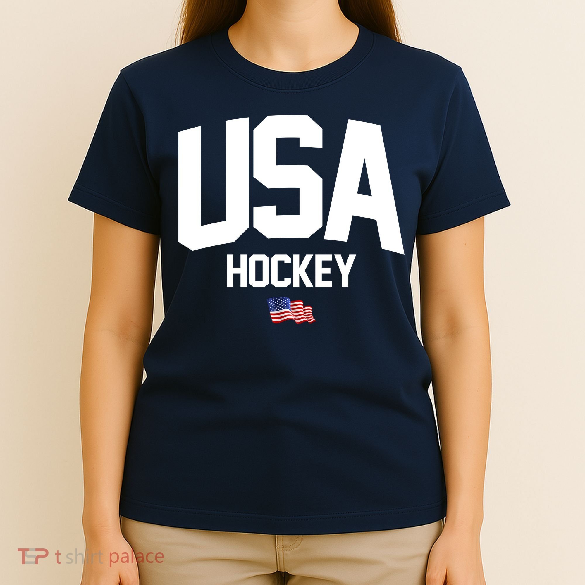 USA American Flag Hockey T-Shirt