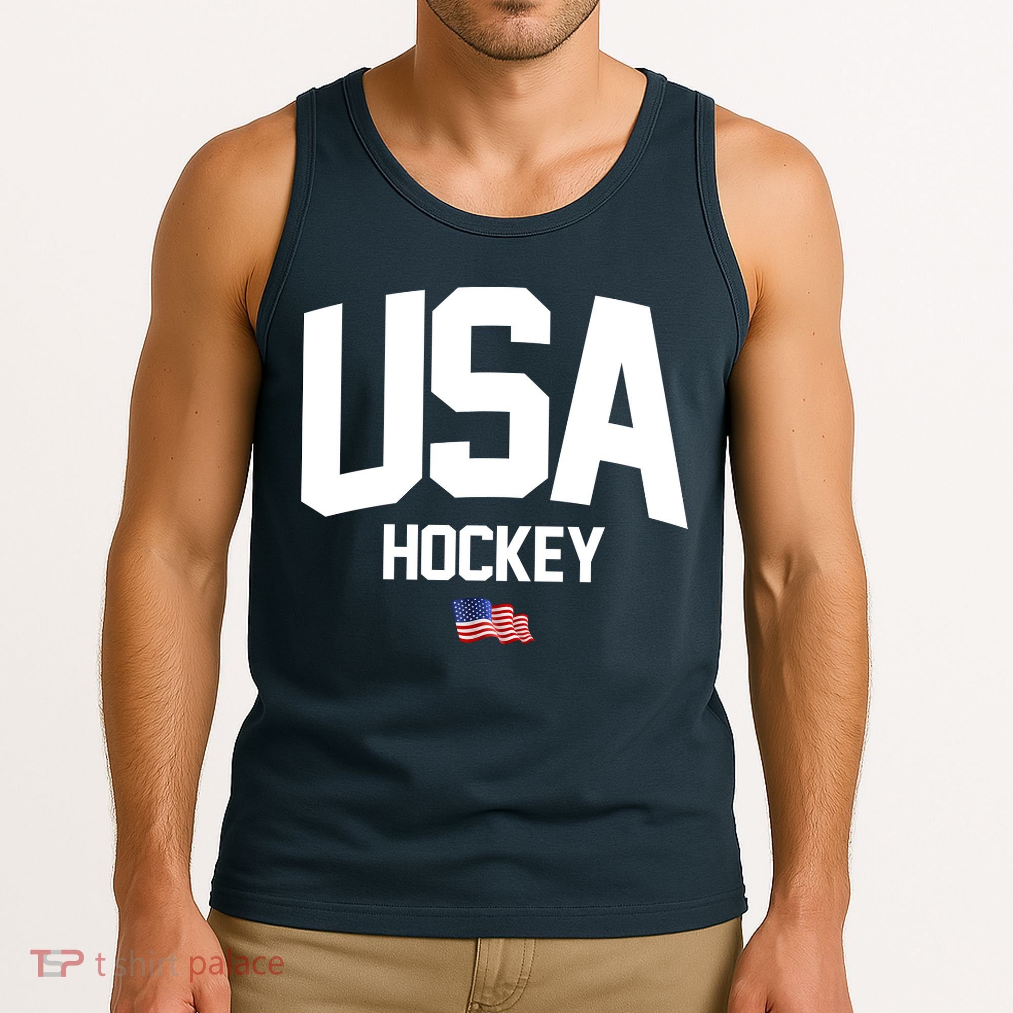 USA American Flag Hockey Tank Top