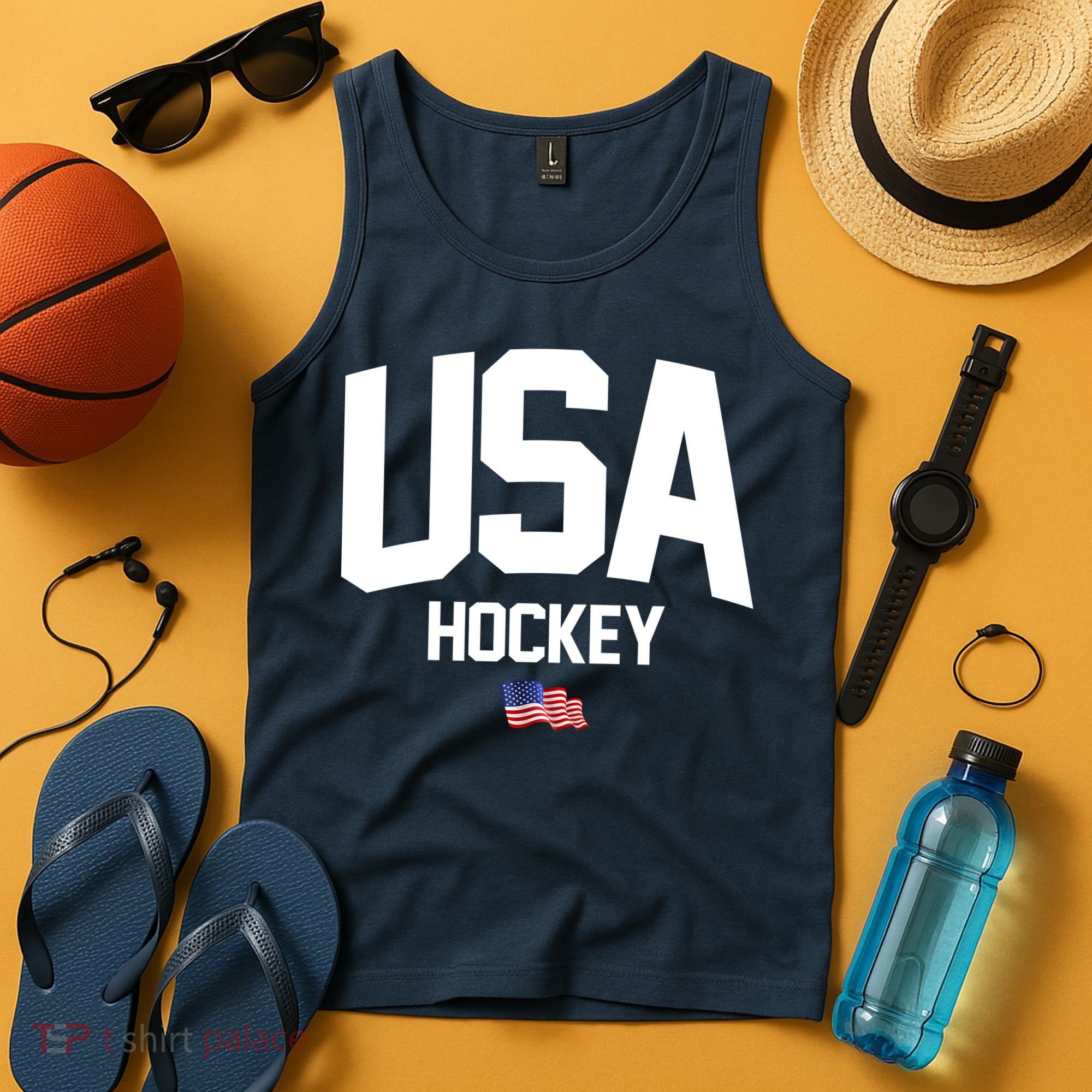 USA American Flag Hockey Tank Top