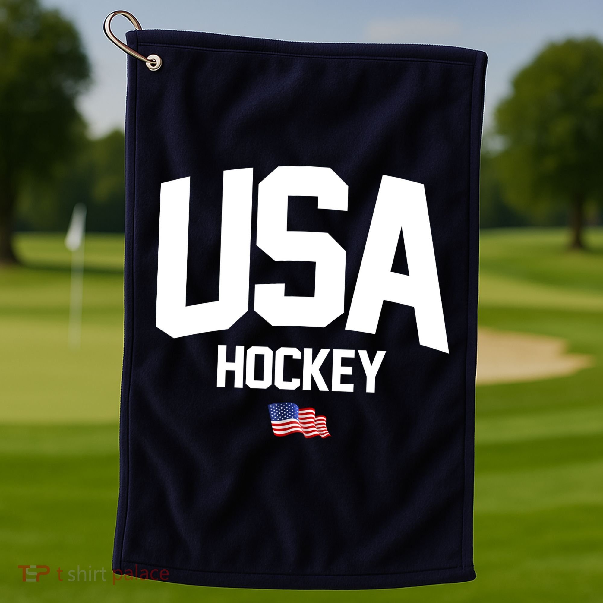USA American Flag Hockey Golf Towel