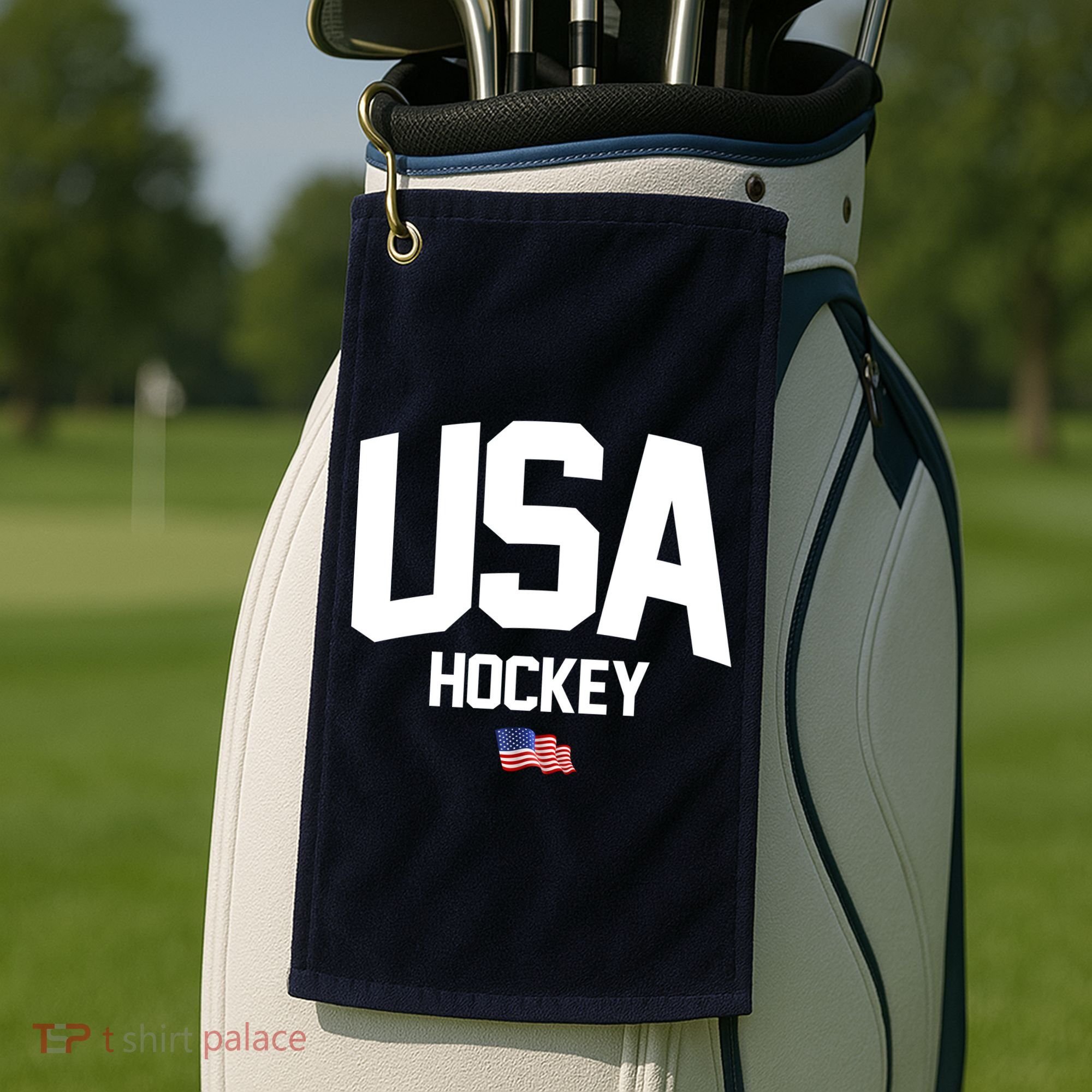 USA American Flag Hockey Golf Towel