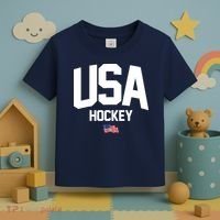 USA American Flag Hockey Toddler T-Shirt thumb 3
