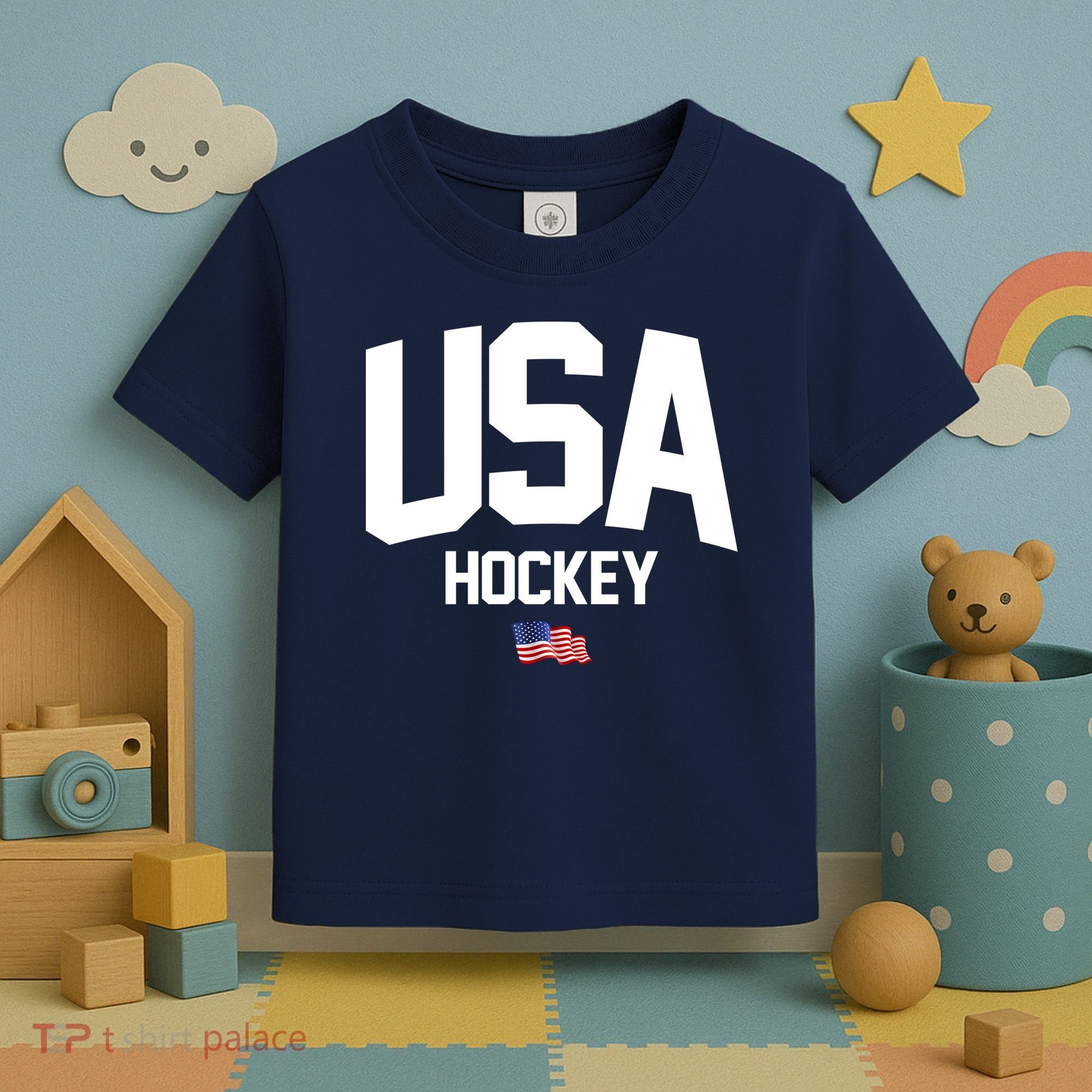 USA American Flag Hockey Toddler T-Shirt