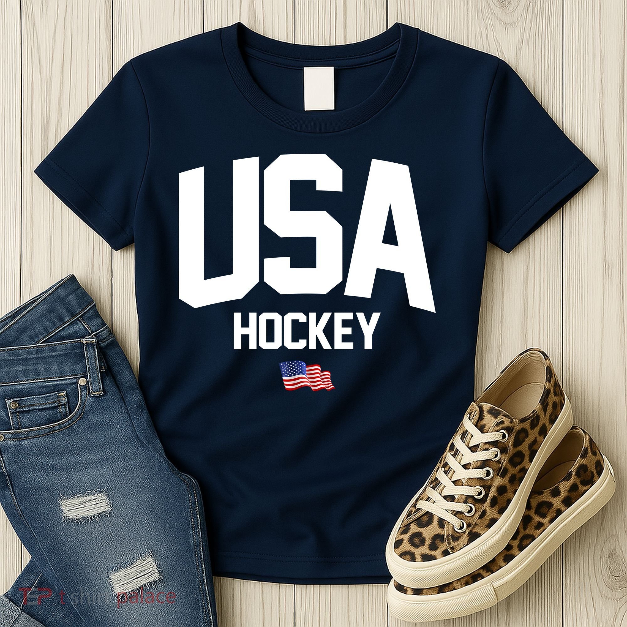 USA American Flag Hockey Women's T-Shirt