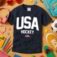 USA American Flag Hockey Kids T-Shirt thumb 3