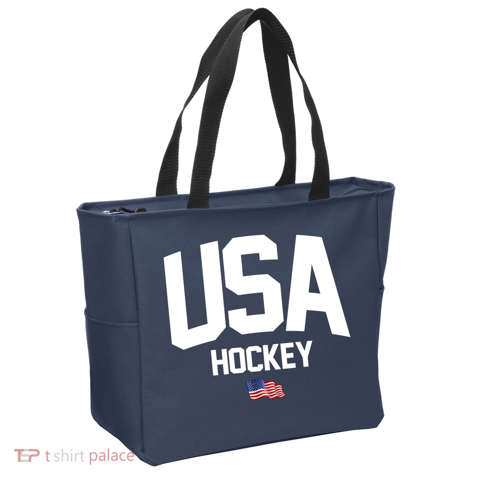 USA American Flag Hockey Tote Bag