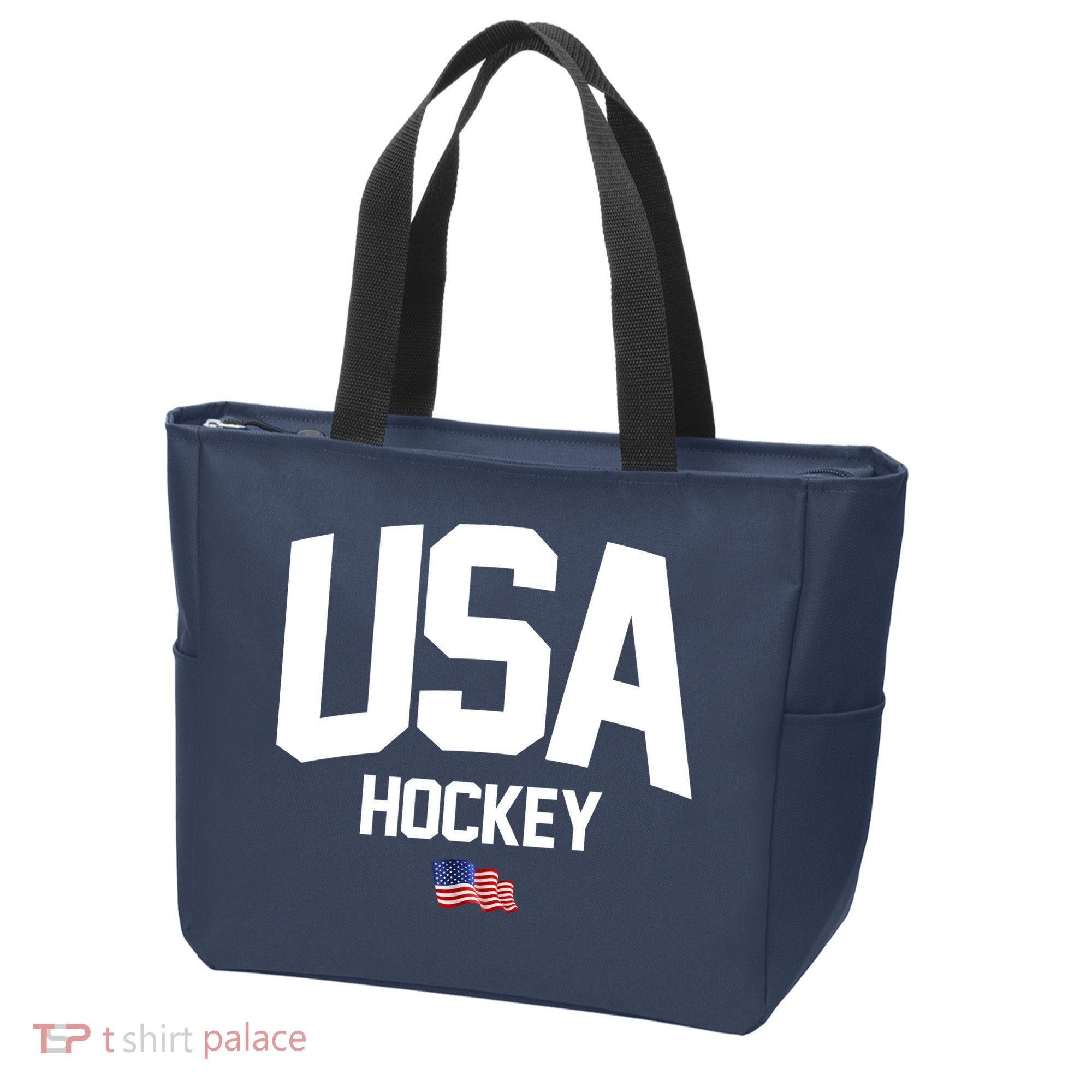 USA American Flag Hockey Tote Bag