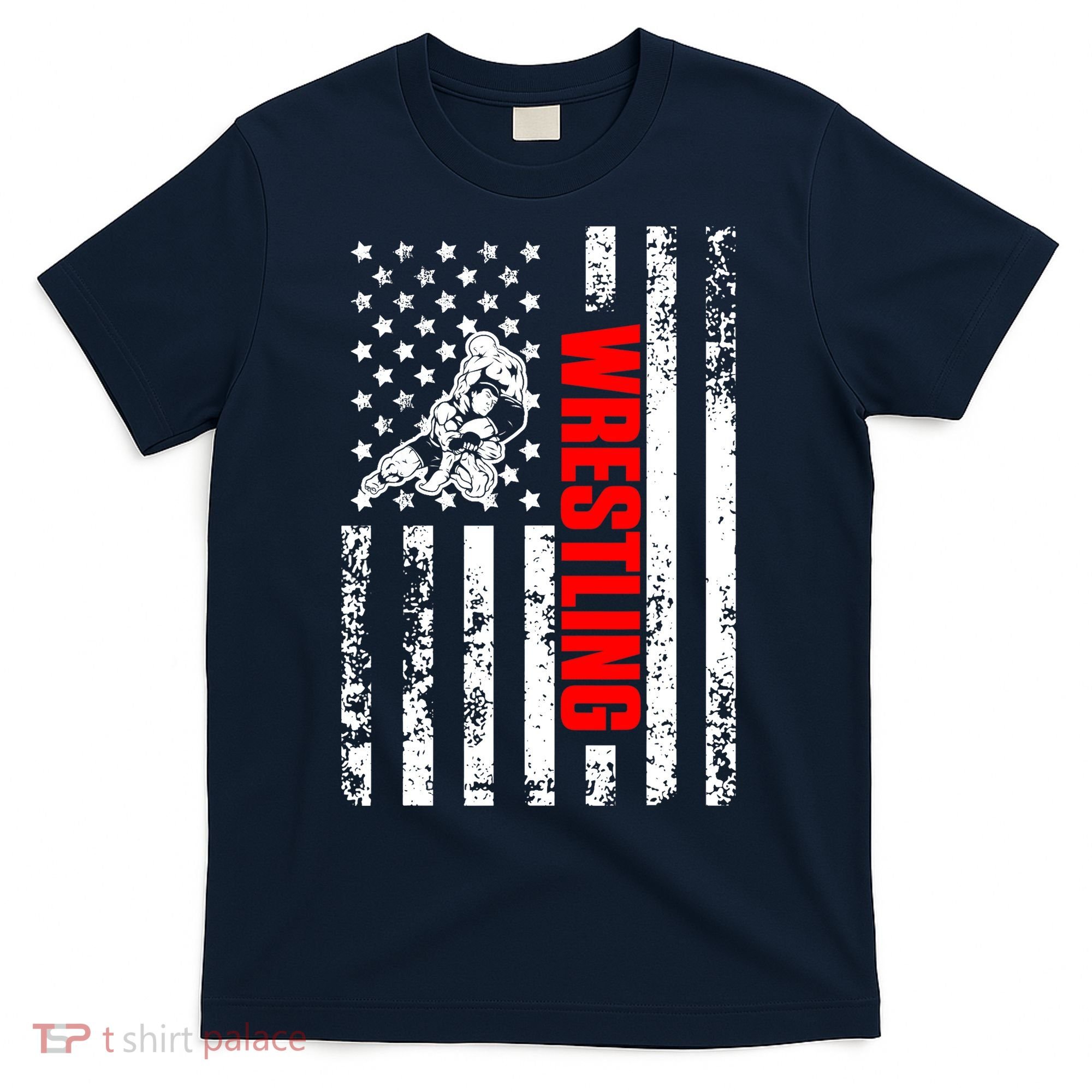 US American Flag Sports Patriotic Wrestling T-Shirt
