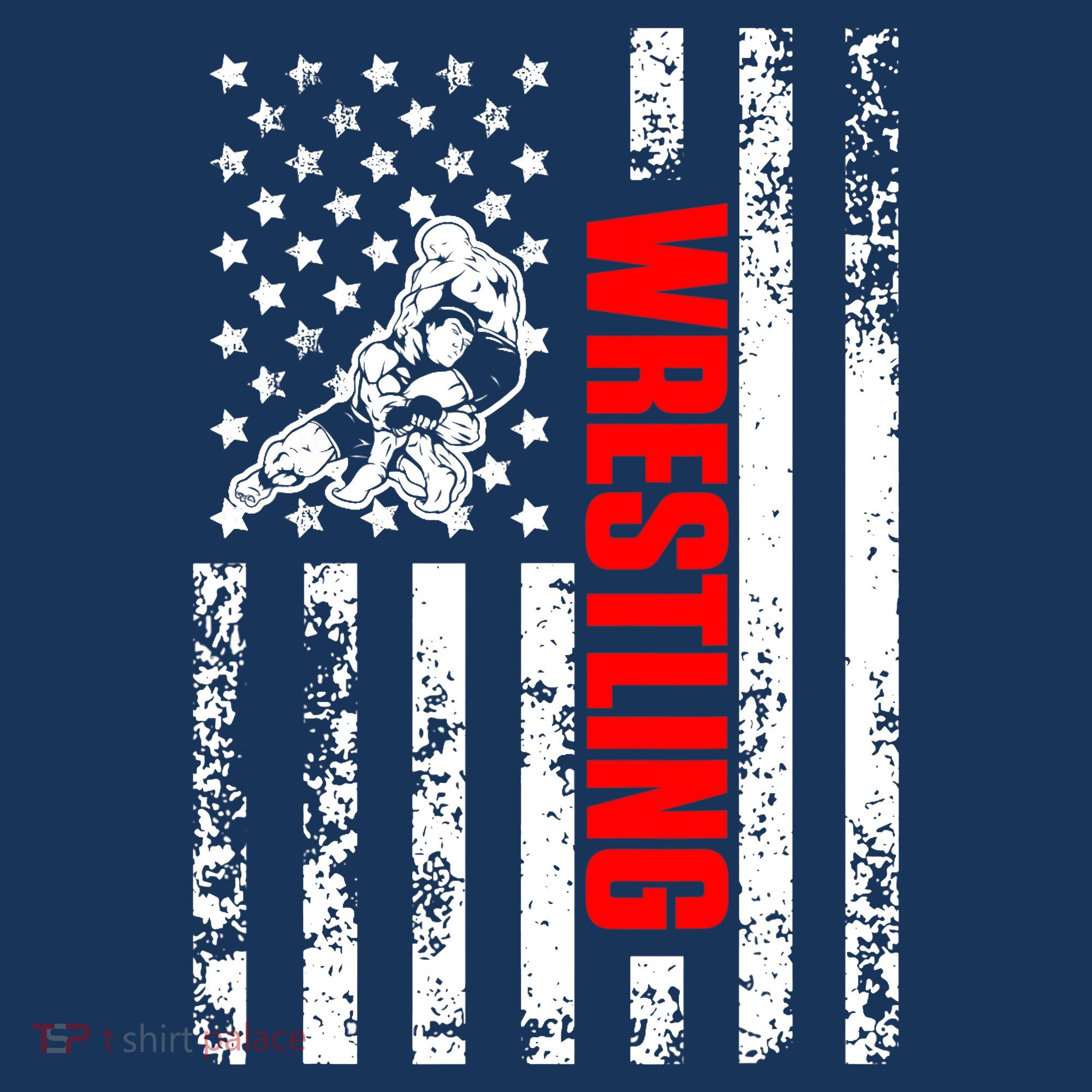 US American Flag Sports Patriotic Wrestling T-Shirt