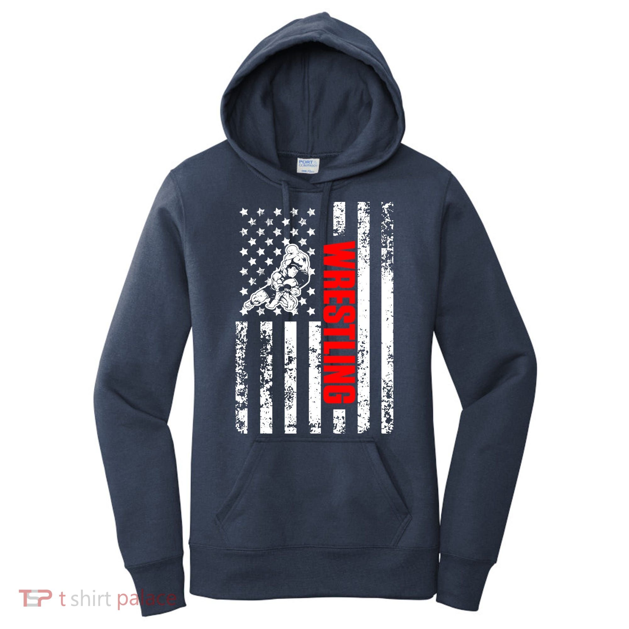 US American Flag Sports Patriotic Wrestling Women's Hoodie