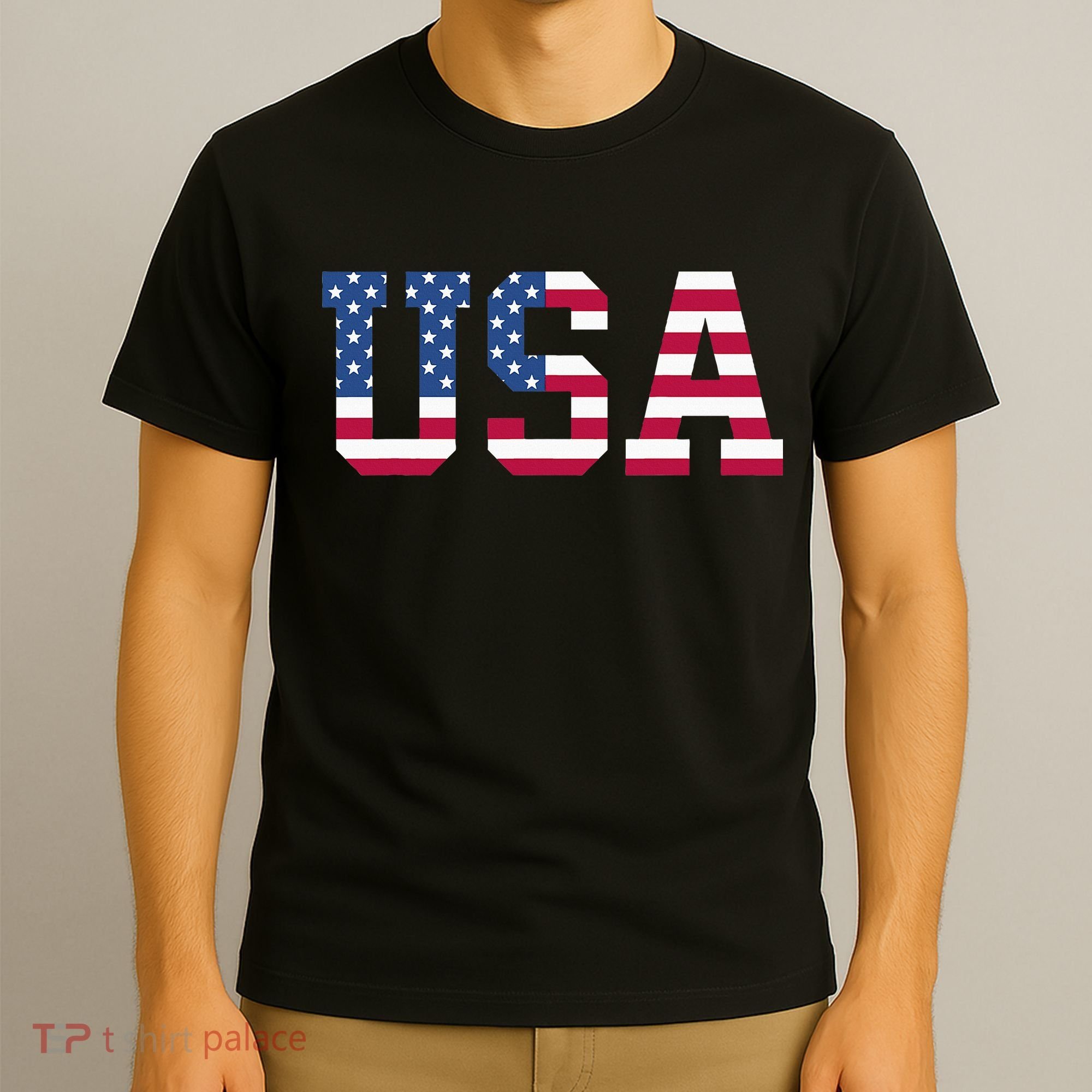 Usa American Flag Patriotic Red White Blue Stars & Stripes T-Shirt