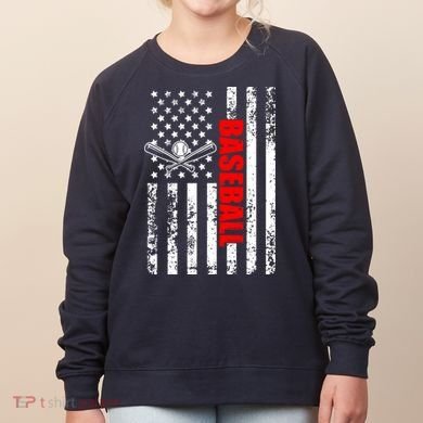 US American Flag Baseball Patriotic Baseball Women's Sweatshirt