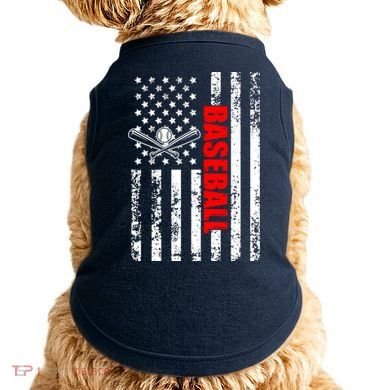 US American Flag Baseball Patriotic Baseball Doggie Tank