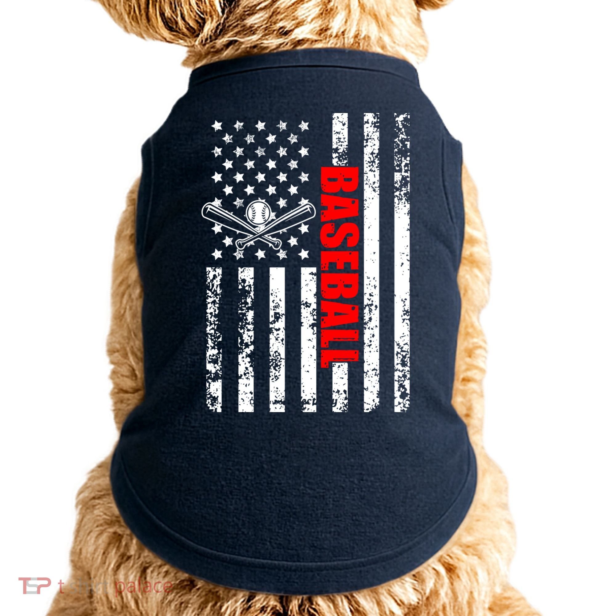 US American Flag Baseball Patriotic Baseball Doggie Tank