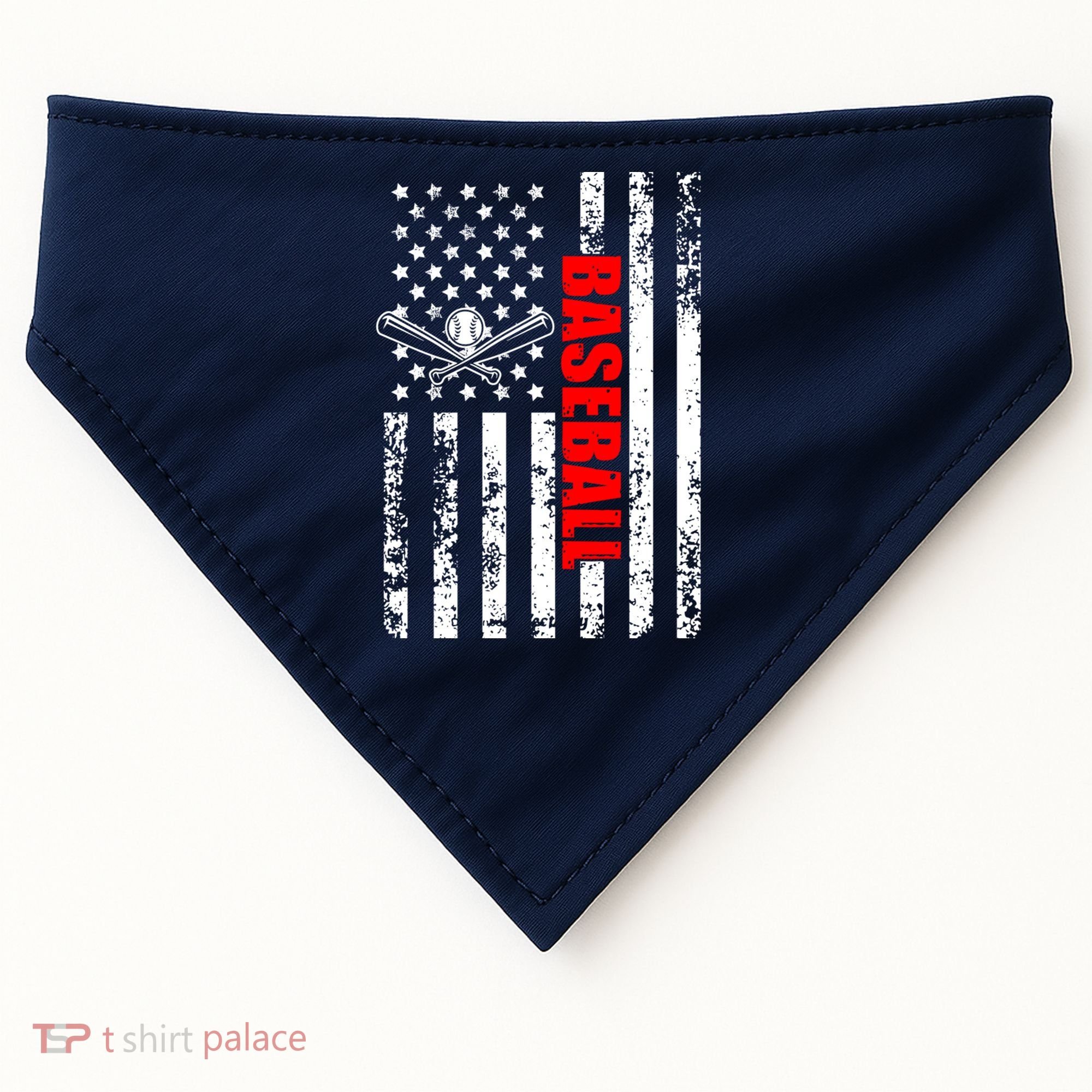 US American Flag Baseball Patriotic Baseball USA-Made Doggie Bandana