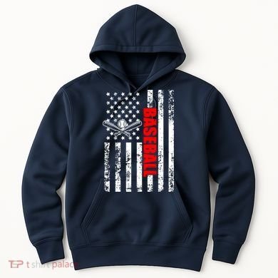 US American Flag Baseball Patriotic Baseball Hoodie