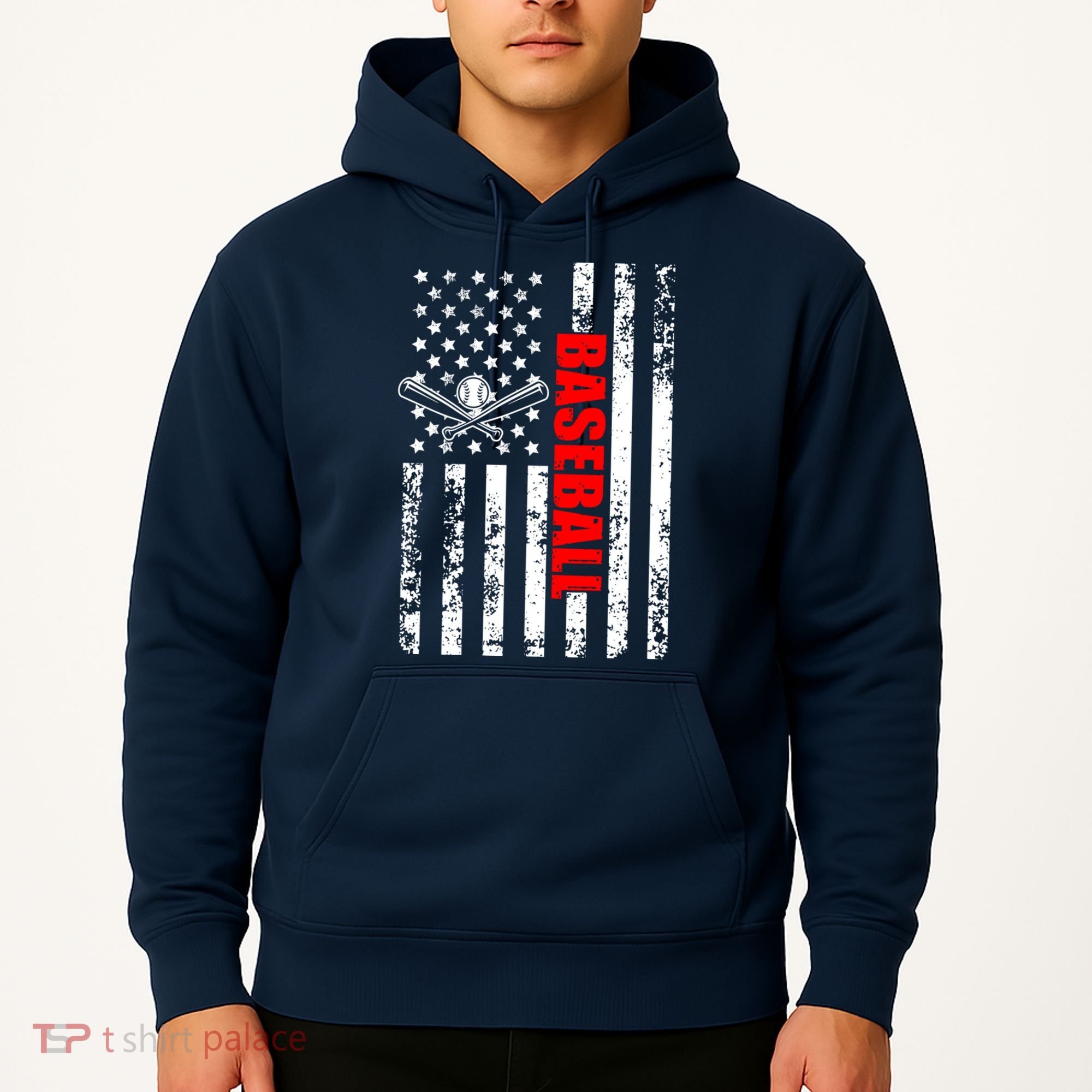 US American Flag Baseball Patriotic Baseball Hoodie