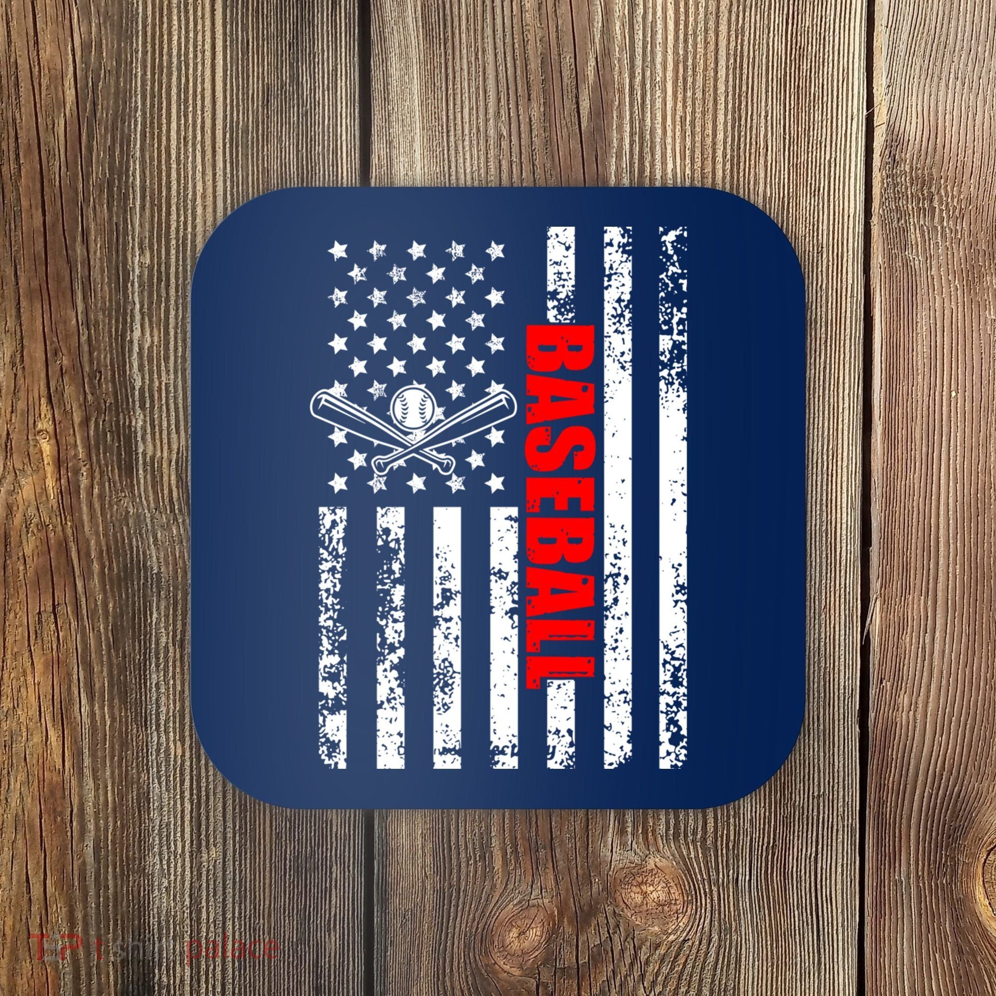 US American Flag Baseball Patriotic Baseball Coaster